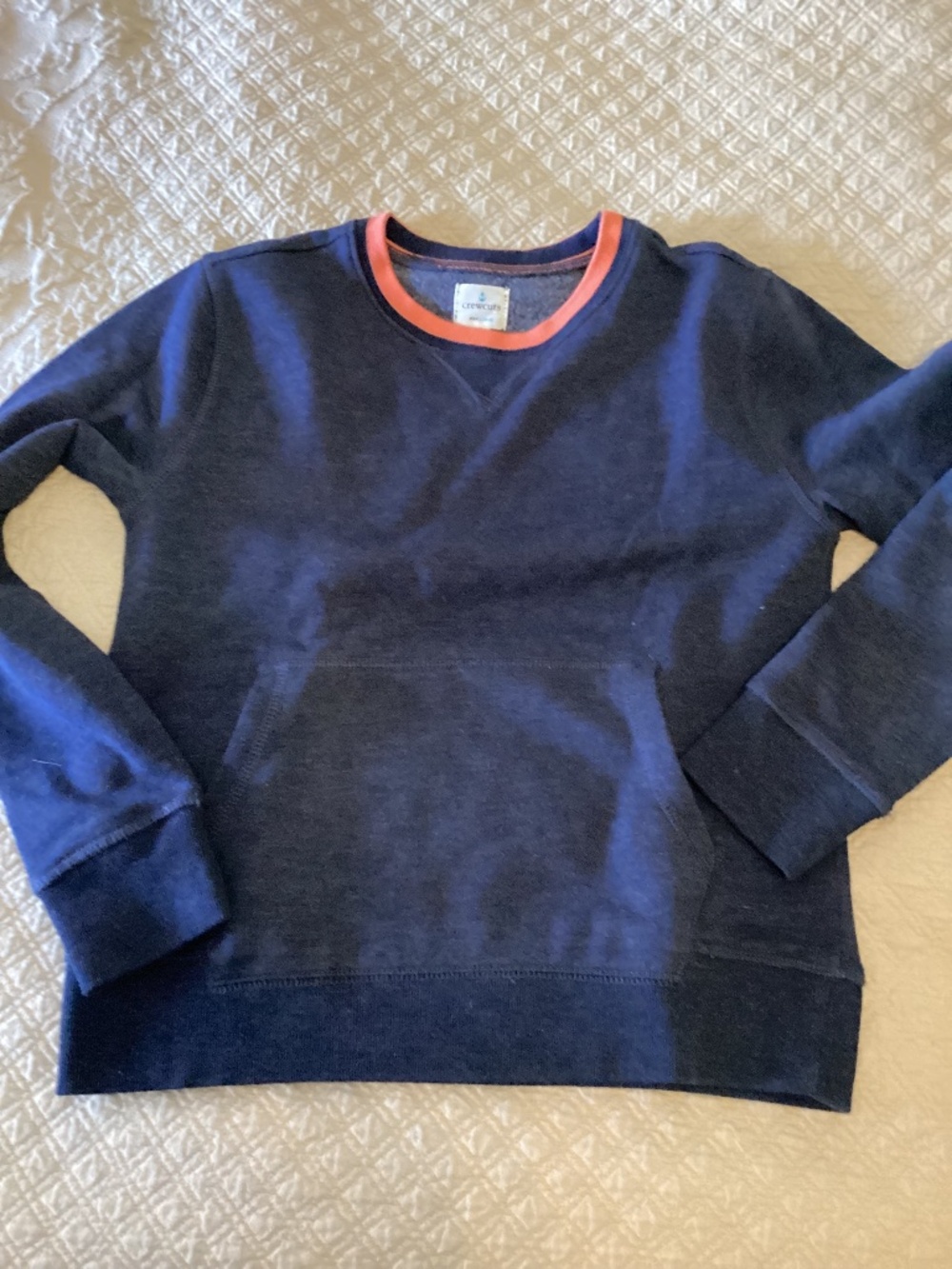 Jcrew Crewcuts boys size 10/12 gray sweatshirt with orange trim